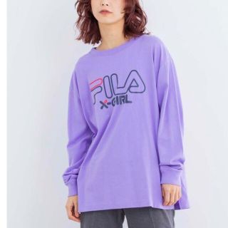 エックスガール(X-girl)の【格安❗️即購入OK❗️】X-girl FILA  ロングTシャツ パープル(Tシャツ(長袖/七分))