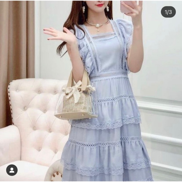 back ribbon maxi frill dress レディースのワンピース(ロングワンピース/マキシワンピース)の商品写真