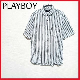 プレイボーイ(PLAYBOY)の美品　PLAYBOY　ストライプシャツ　半袖　昭和レトロ　オールドカラー　(シャツ)