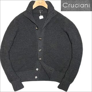 クルチアーニ(Cruciani)のJ6465 美品 クルチアーニ ローゲージ ニットジャケット グレー系 52(ニット/セーター)