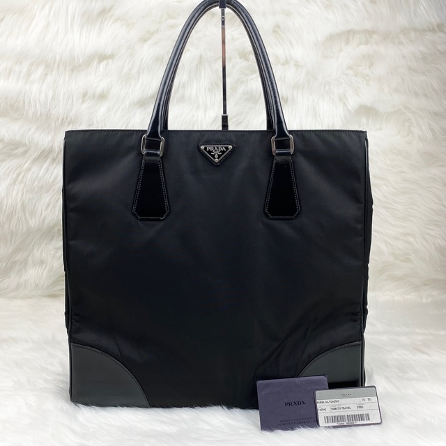 ボトムスス単品 【美品】PRADA プラダ トートバッグ サフィアーノ 黒