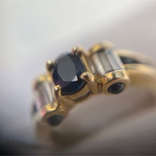 美品　14KT 585 ダイヤ サファイア　ビルブラス　リング