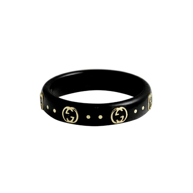 Gucci(グッチ)の新品 グッチ GUCCI リング アイコン ブラック 黒 ゴールド BLACK ＃12 レディースのアクセサリー(リング(指輪))の商品写真