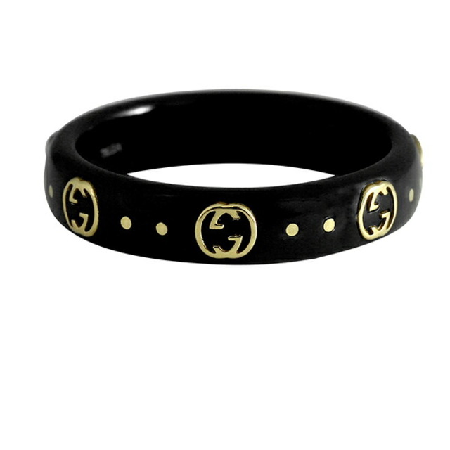 Gucci(グッチ)の新品 グッチ GUCCI リング アイコン ブラック 黒 ゴールド BLACK ＃15 レディースのアクセサリー(リング(指輪))の商品写真