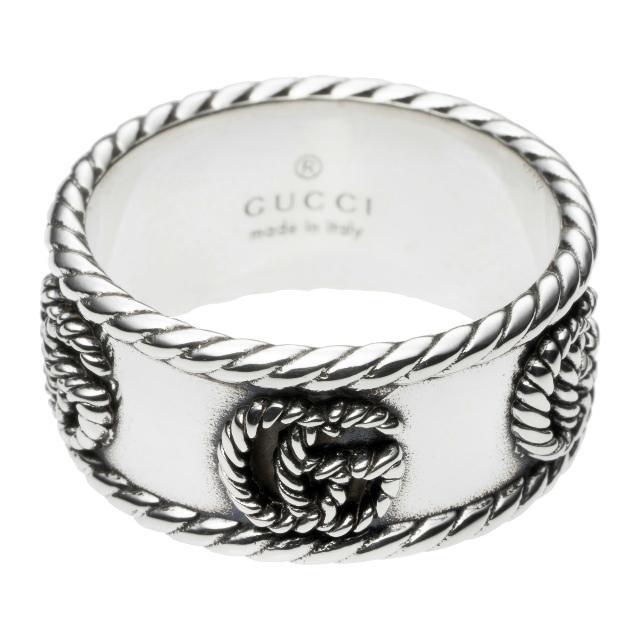 Gucci(グッチ)の新品 グッチ GUCCI リング ダブルG シルバー 銀 ブラック 黒 SILVER ＃15 レディースのアクセサリー(リング(指輪))の商品写真