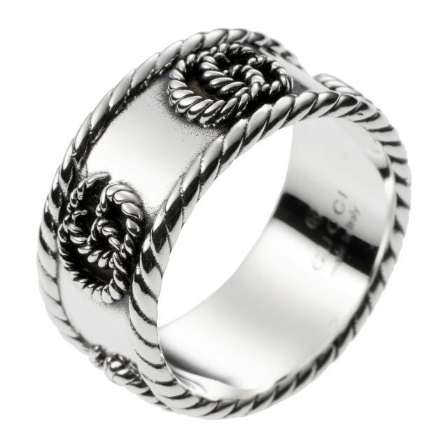 Gucci(グッチ)の新品 グッチ GUCCI リング ダブルG シルバー 銀 ブラック 黒 SILVER ＃15 レディースのアクセサリー(リング(指輪))の商品写真