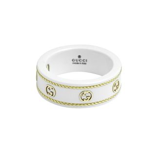 グッチ(Gucci)の新品 グッチ GUCCI リング アイコン ホワイト 白 ゴールド WHITE ＃11(リング(指輪))