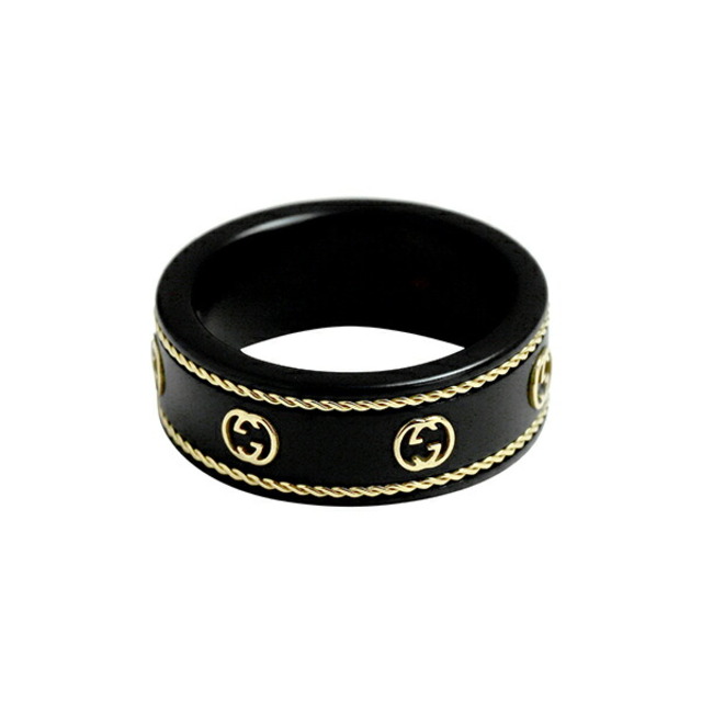 Gucci(グッチ)の新品 グッチ GUCCI リング アイコン ブラック 黒 ゴールド BLACK ＃13 レディースのアクセサリー(リング(指輪))の商品写真