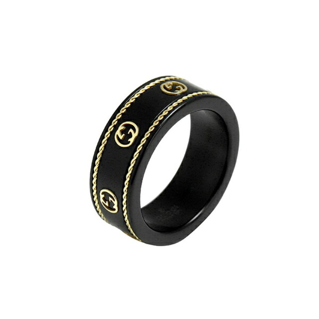 Gucci(グッチ)の新品 グッチ GUCCI リング アイコン ブラック 黒 ゴールド BLACK ＃12 レディースのアクセサリー(リング(指輪))の商品写真