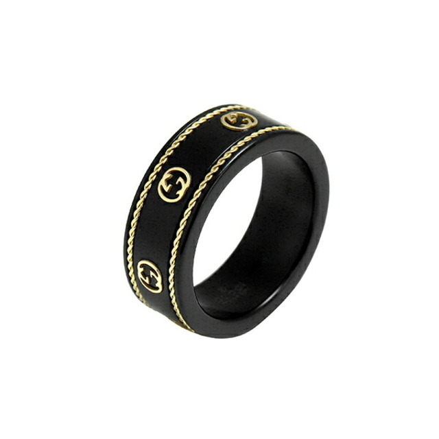 Gucci(グッチ)の新品 グッチ GUCCI リング アイコン ブラック 黒 ゴールド BLACK ＃10 レディースのアクセサリー(リング(指輪))の商品写真