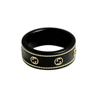 GUCCI - 新品 グッチ GUCCI リング アイコン ブラック 黒 GUCCI - 新品 グッチ GUCCI リング アイコン ブラック 黒