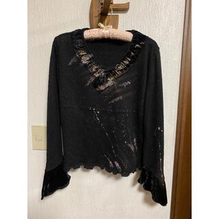 ベロア使いブラックセーター(実家保管品)(ニット/セーター)