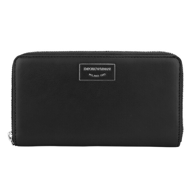 Emporio Armani(エンポリオアルマーニ)の新品 アルマーニ ARMANI 長財布(ラウンドファスナー) ラウンドファスナーウォレット スモール エコフレンドリーレザー製 ブラック レディースのファッション小物(財布)の商品写真