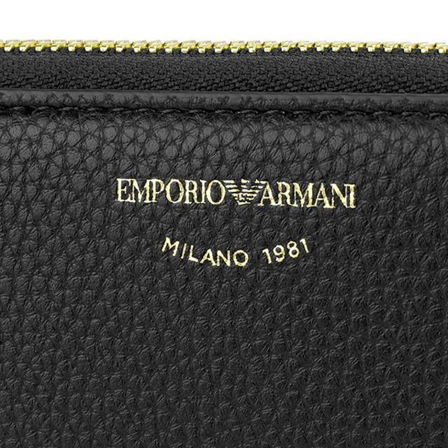 Emporio Armani(エンポリオアルマーニ)の新品 アルマーニ ARMANI 長財布(ラウンドファスナー) ウォレット ディアプリント ラウンドファスナー ブラック レディースのファッション小物(財布)の商品写真