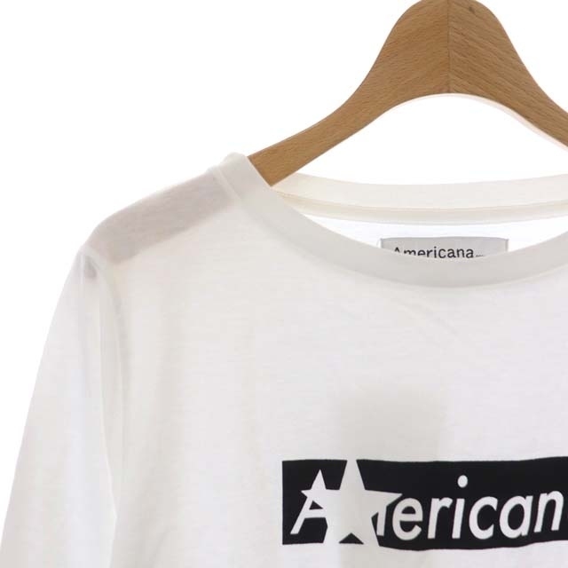 AMERICANA(アメリカーナ)のアメリカーナ JEANS FACTORY別注 七分袖ロゴTシャツ カットソー 白 レディースのトップス(その他)の商品写真