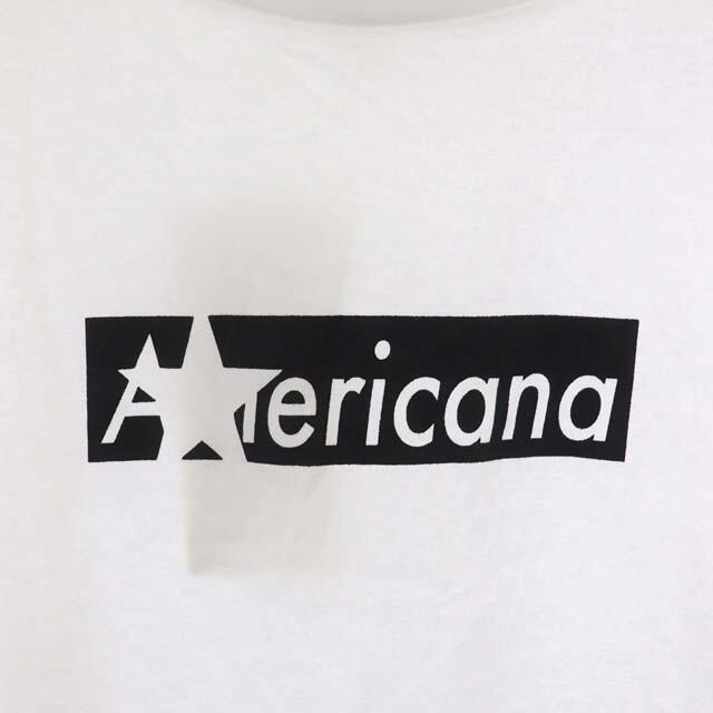 AMERICANA(アメリカーナ)のアメリカーナ JEANS FACTORY別注 七分袖ロゴTシャツ カットソー 白 レディースのトップス(その他)の商品写真