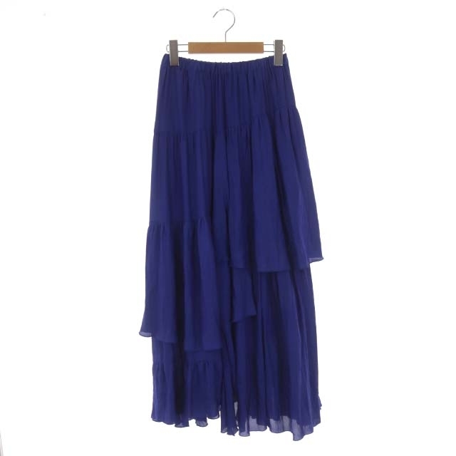 Noble(ノーブル)のノーブル 20AW ロングスカート ランダムティアード フレア F 青 レディースのスカート(ロングスカート)の商品写真