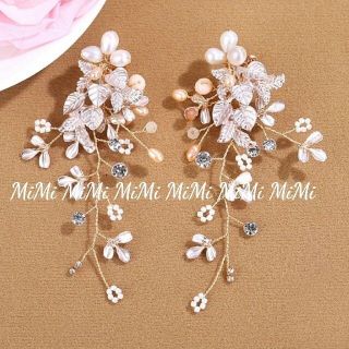 イヤリング/ピアス☆ウェディングアクセサリー パールブライダルお花ゴールド結婚式(ウェディングドレス)