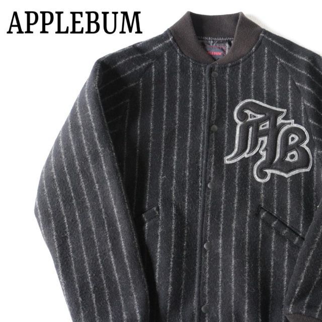 APPLEBUM(アップルバム)のAPPLEBUM アップルバム レタード スタジャン ウール ストライプ 黒 メンズのジャケット/アウター(スタジャン)の商品写真