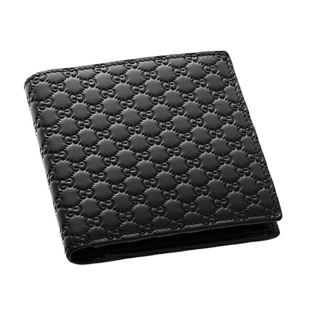 Gucci(グッチ)の新品 グッチ GUCCI 2つ折り財布 マイクロ グッチ シマ ブラック 黒 メンズのファッション小物(折り財布)の商品写真
