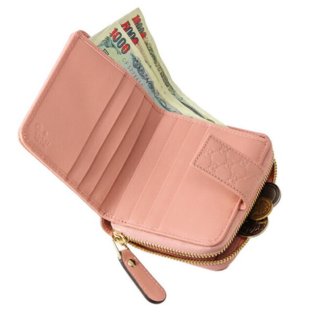 新品 グッチ GUCCI 2つ折り財布 マイクロ グッチ シマ ソフトピンク