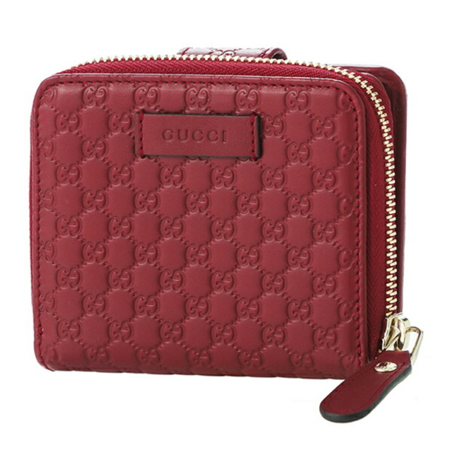 Gucci - 新品 グッチ GUCCI 2つ折り財布 マイクロ グッチ シマ レッド