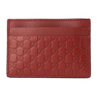 グッチ(Gucci)の新品 グッチ GUCCI カードケース マイクログッチシマ レッド(名刺入れ/定期入れ)