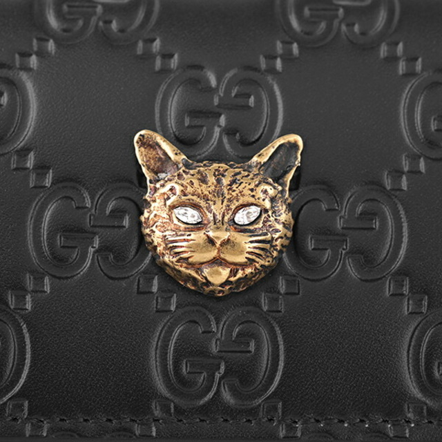 Gucci(グッチ)の新品 グッチ GUCCI 長財布 リネアキャット ブラック レディースのファッション小物(財布)の商品写真