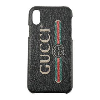 グッチ(Gucci)の新品 グッチ GUCCI iPhoneX ケース グッチプリント ブラック(iPhoneケース)