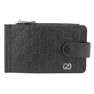 グッチ(Gucci)の新品 グッチ GUCCI カードケース マイクロ グッチ シマ ブラック(名刺入れ/定期入れ)