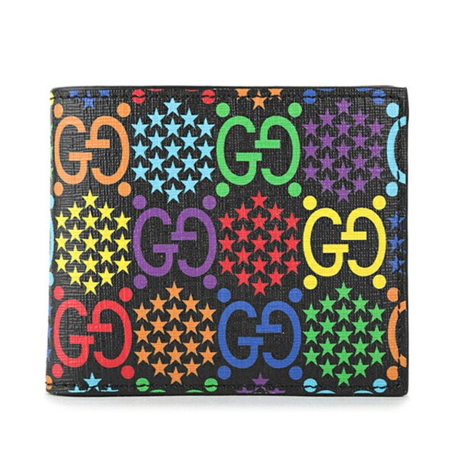 Gucci(グッチ)の新品 グッチ GUCCI 2つ折り財布 GGサイケデリック ブラック メンズのファッション小物(折り財布)の商品写真