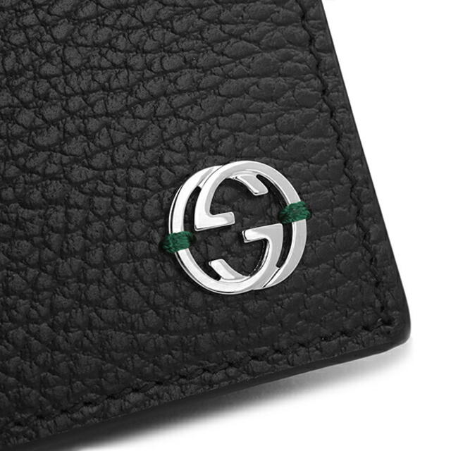 新品 グッチ GUCCI 2つ折り財布 ダラーカーフ ブラック 黒 グリーン 緑