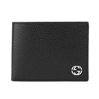 グッチ(Gucci)の新品 グッチ GUCCI 2つ折り財布 ダラーカーフ ブラック 黒 グリーン 緑(折り財布)