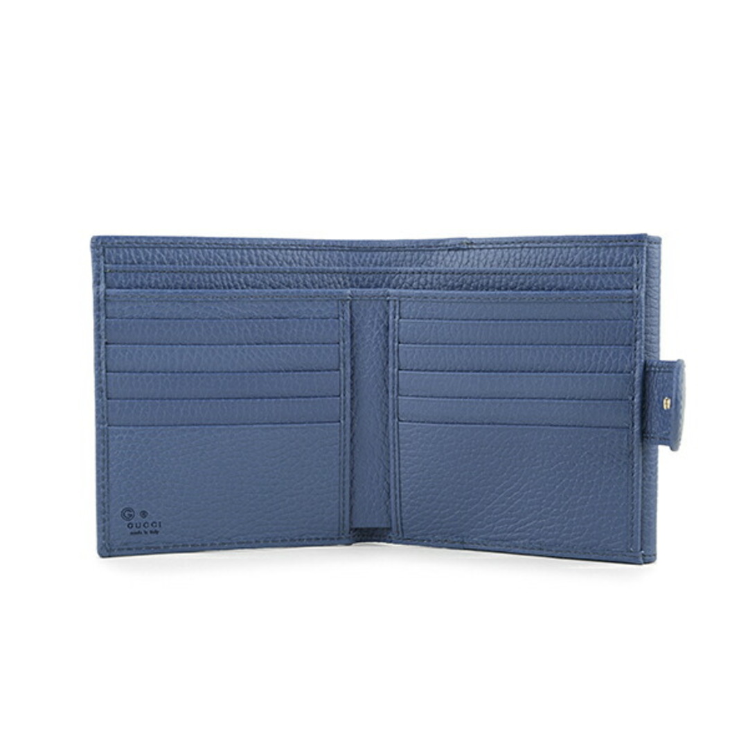 新品 グッチ GUCCI 2つ折り財布 ダラーカーフ ブルー 青