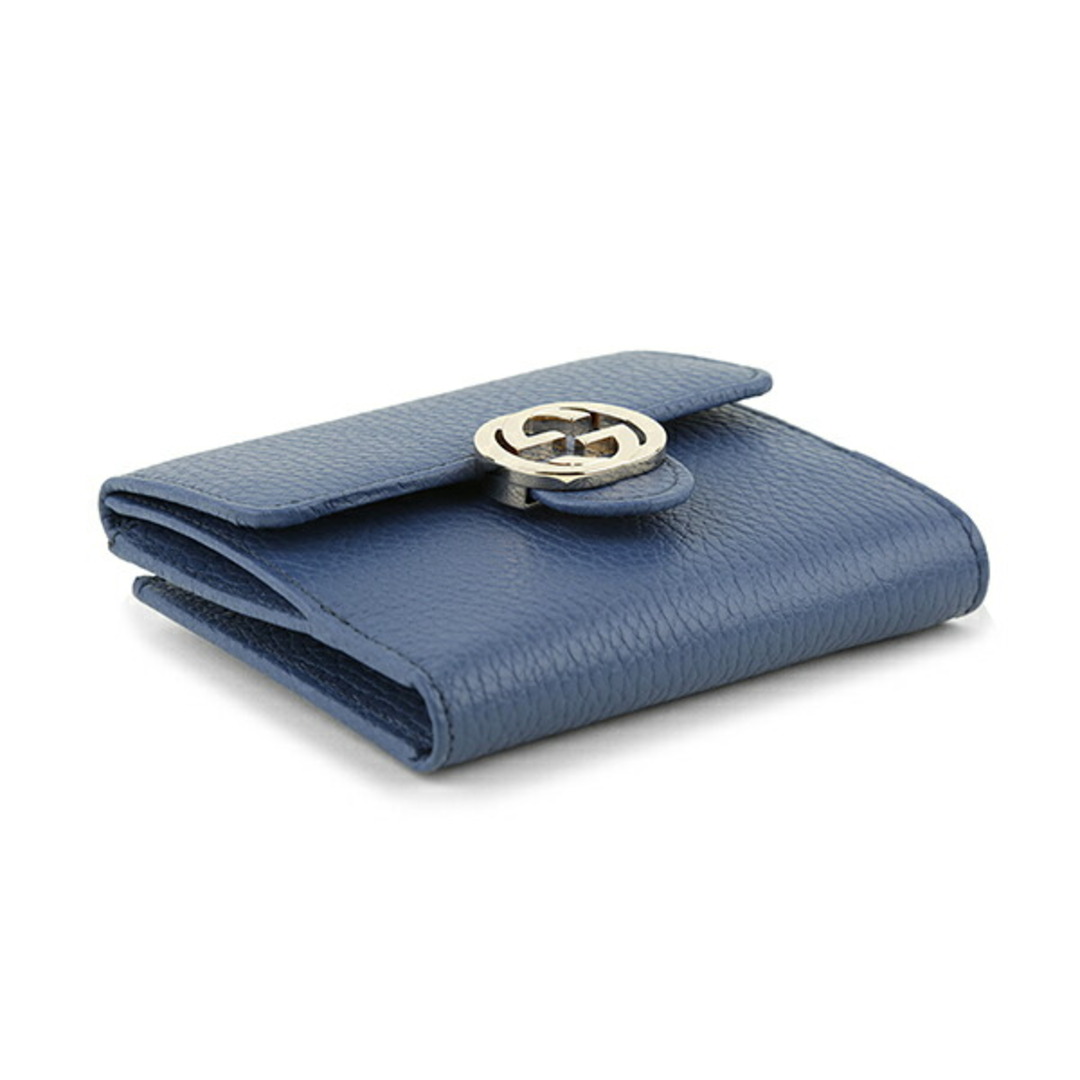 新品 グッチ GUCCI 2つ折り財布 ダラーカーフ ブルー 青