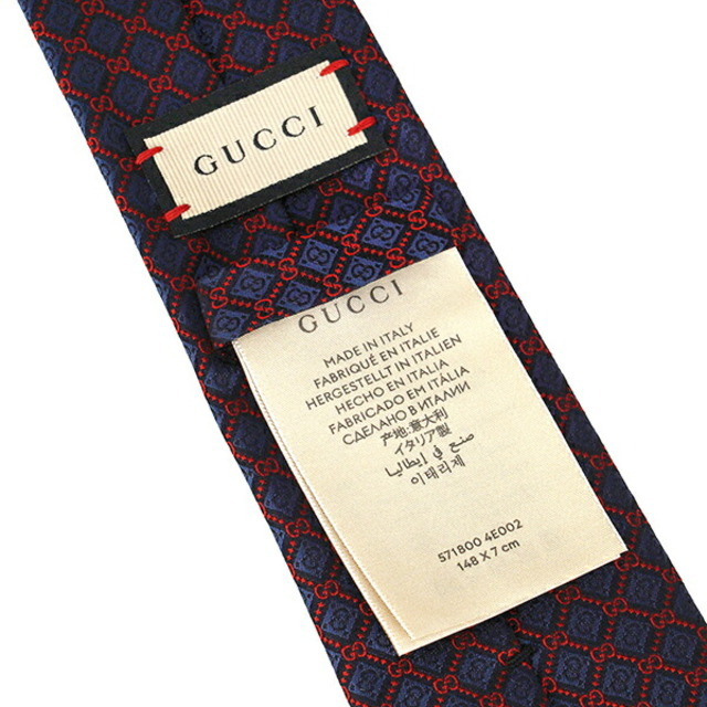 Gucci(グッチ)の新品 グッチ GUCCI ネクタイ GG ランバス ネイビー/レッド メンズのファッション小物(ネクタイ)の商品写真