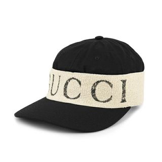 グッチ(Gucci)の新品 グッチ GUCCI キャップ ロゴ ヘッドバンド ブラック 黒 ホワイト 白(キャップ)