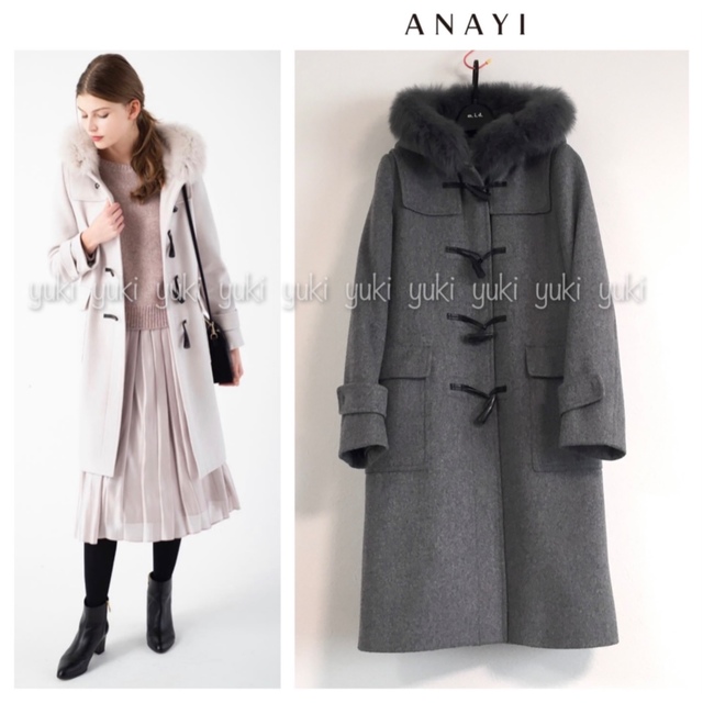 ANAYI メルトン ファー付き ダッフルコート.