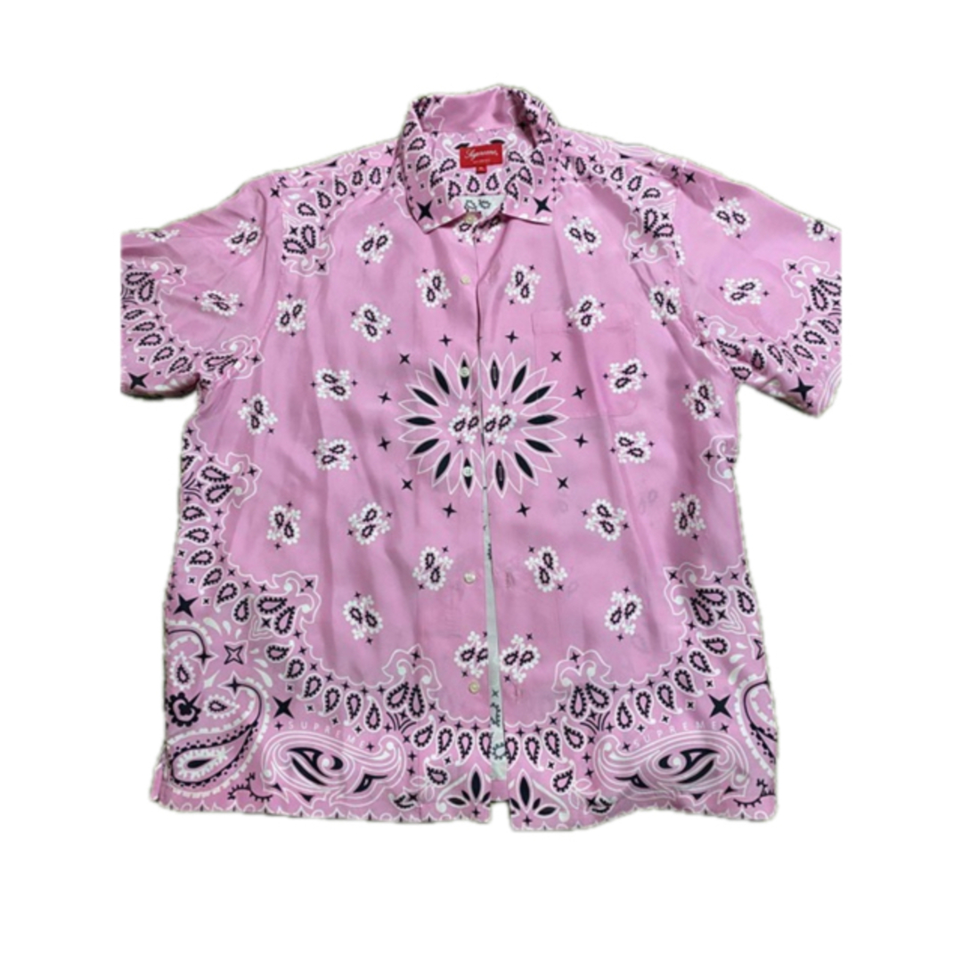 XLsupreme bandana shirt ピンク　バンダナ　アロハメンズ