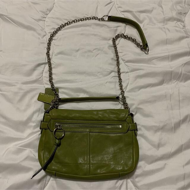 old COACH green leather shoulder bag