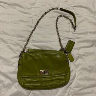 old COACH green leather shoulder bag