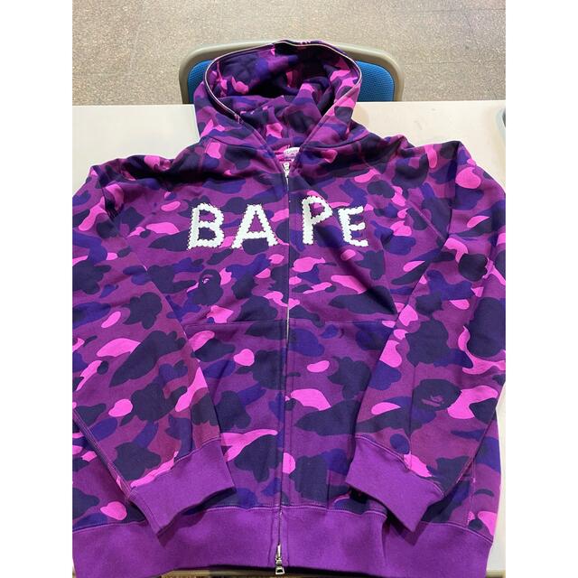 パーカーAPE カラーカモ ラインストーン パーカー L