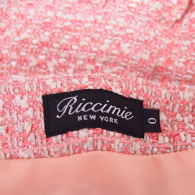 リッチミー スカート フレア ひざ丈 ティアード ツイード リネン混 0 ピンク レディースのスカート(ひざ丈スカート)の商品写真
