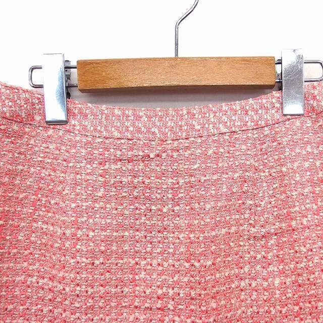 リッチミー スカート フレア ひざ丈 ティアード ツイード リネン混 0 ピンク レディースのスカート(ひざ丈スカート)の商品写真