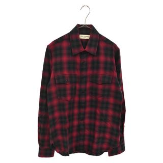 新品未使用】サンローランパリ ギンガムチェック シャツ 赤 黒-