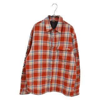 CHROME HEARTS クロムハーツ 22AW CH FLANNEL SHIRTS アームロゴ チェック柄 中綿 フランネルシャツ ジャケット スクロールラベル クロスボール キャメル