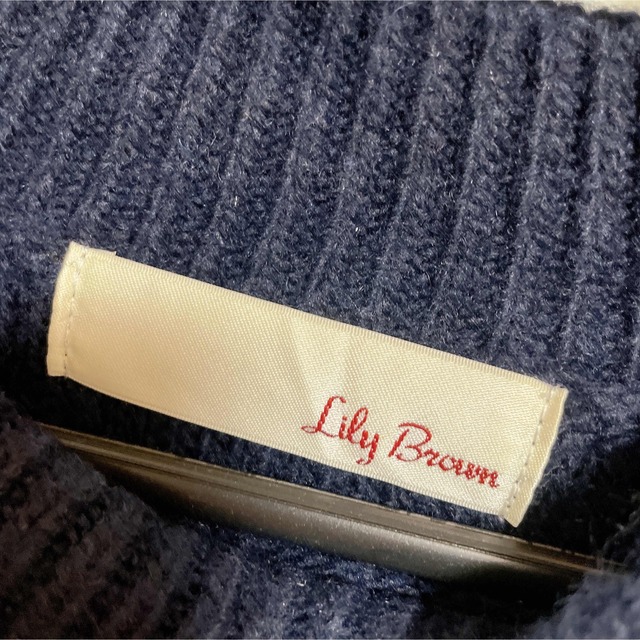 Lily Brown(リリーブラウン)のリリーブラウン　花柄ラメ混ニット　ネイビー　フリーサイズ レディースのトップス(ニット/セーター)の商品写真