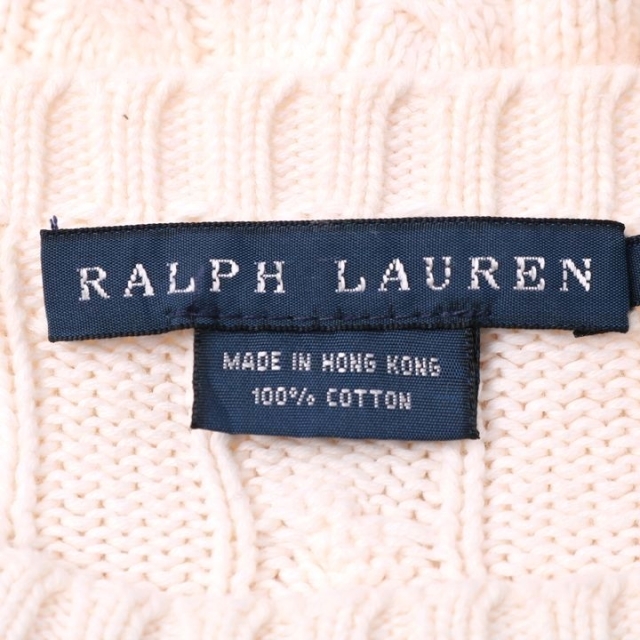 Ralph Lauren(ラルフローレン)のラルフローレン 長袖セーター ケーブルニット モックネック ポロマーク トップス コットン レディース Sサイズ ホワイト RALPH LAUREN レディースのトップス(ニット/セーター)の商品写真