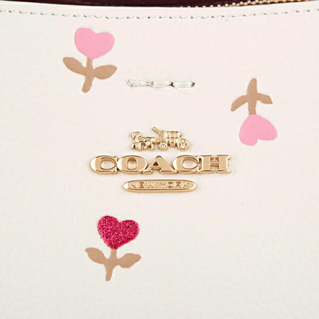 ★ 新品 COACH コーチ 長財布 花柄 ハート ホワイト 白色