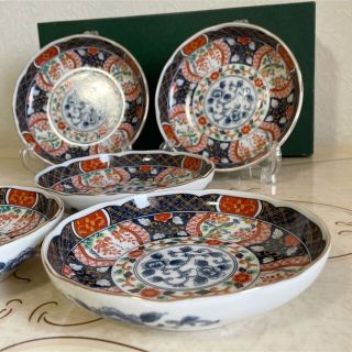有田焼 第一陶器 錦花鳥 銘々皿揃 5枚セット 古伊万里 色絵 赤絵 中皿 ...
